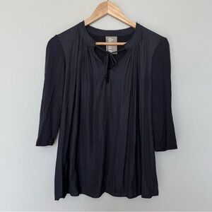 Anthropologie Dolan Lucille Raw Hem Pleated Neck Peasant Top